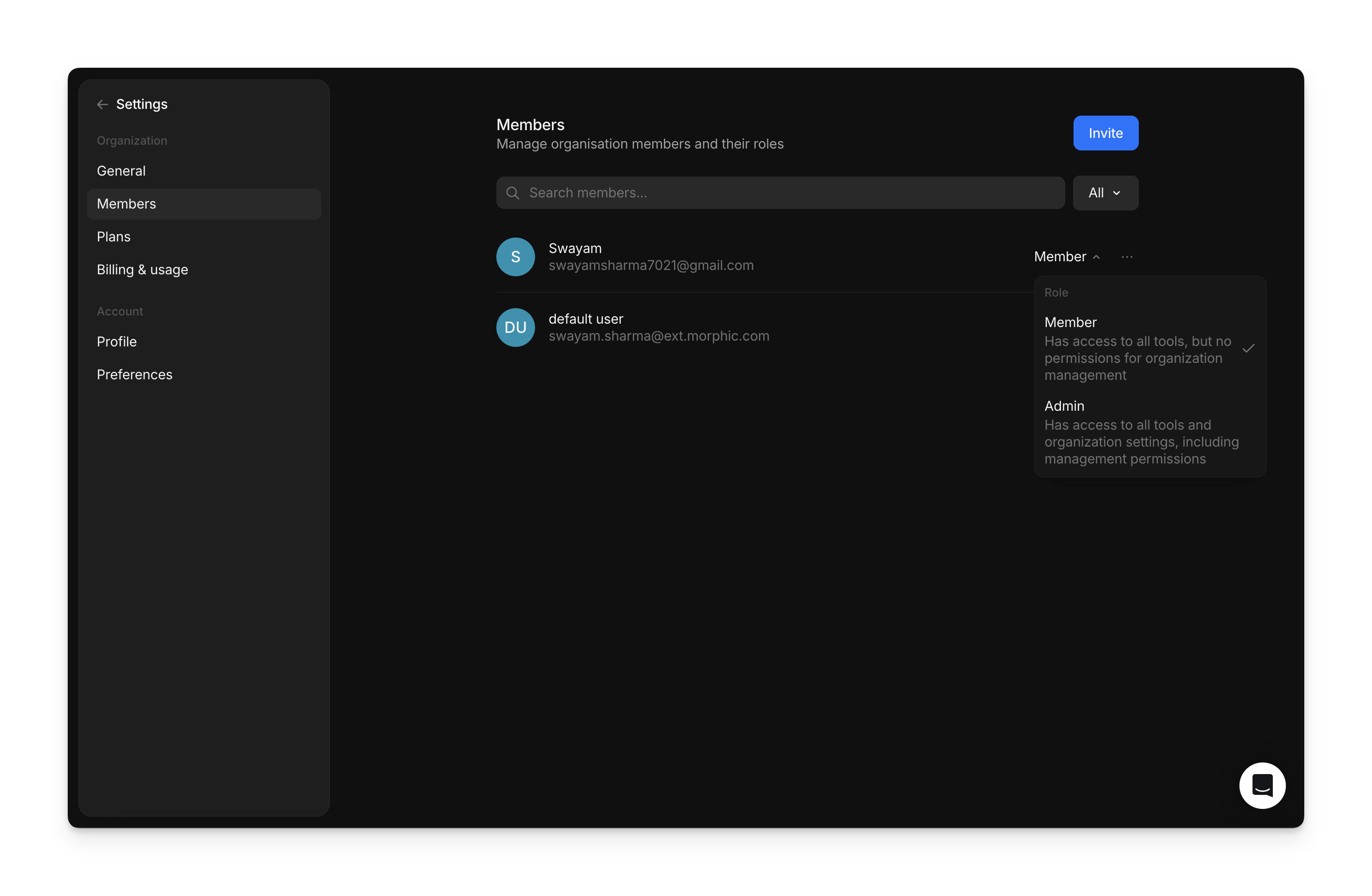 Role change confirmation